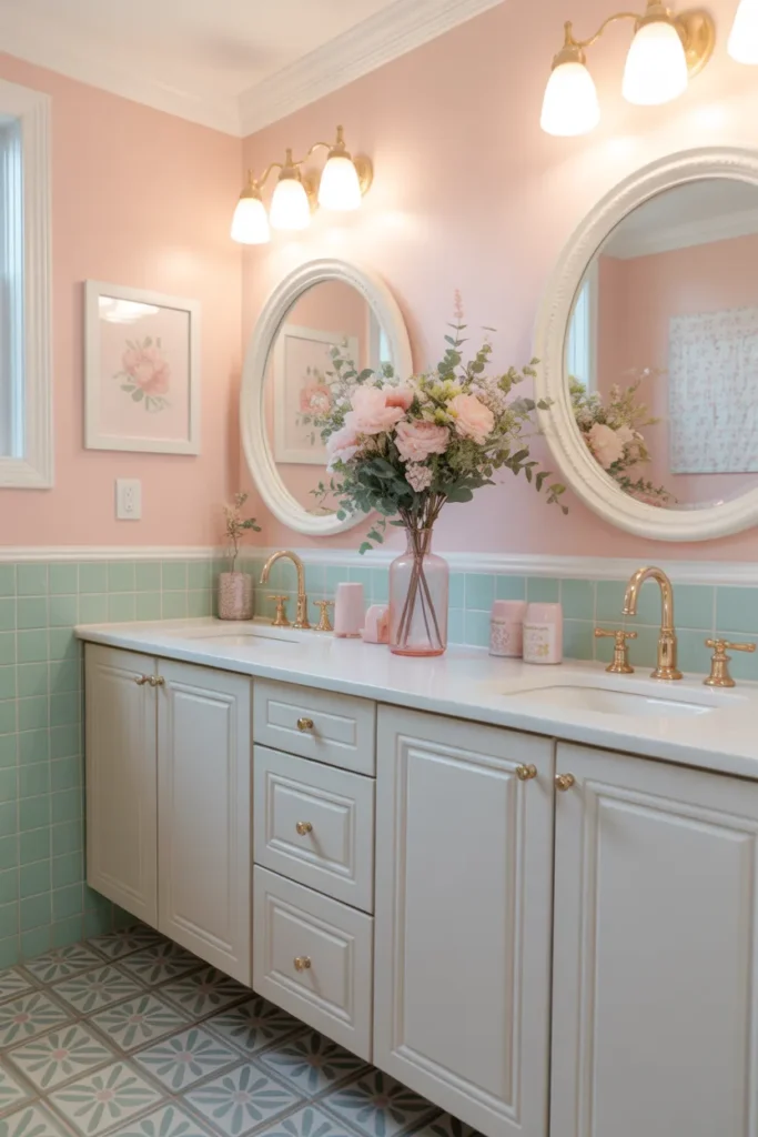  Soft Pastel Shared Bathroom