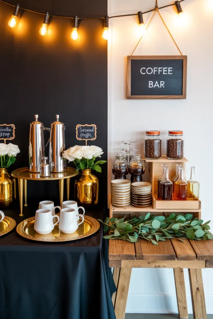  Elegant Black and Gold Coffee Station
