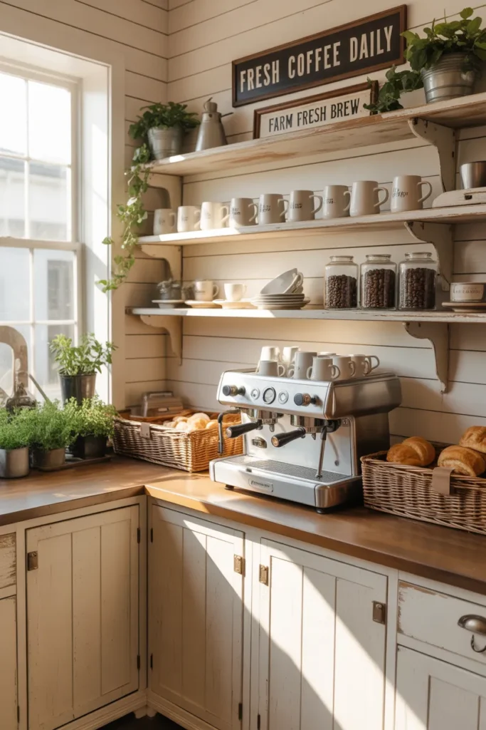 Farmhouse Coffee Bar with Rustic Charm