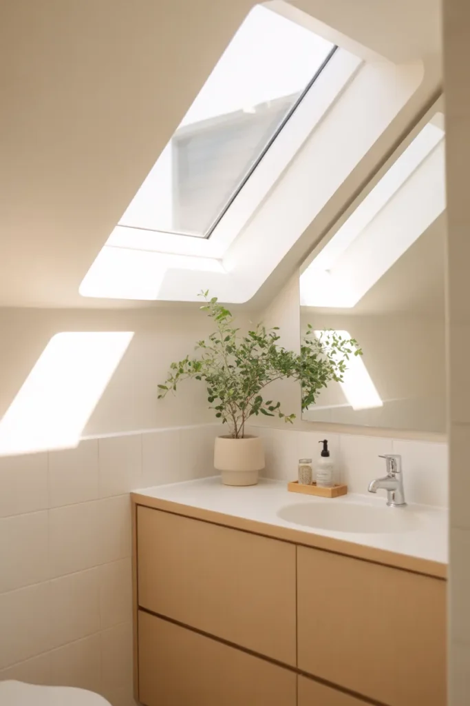 Bright Half Bathroom with Skylight and Natural Light