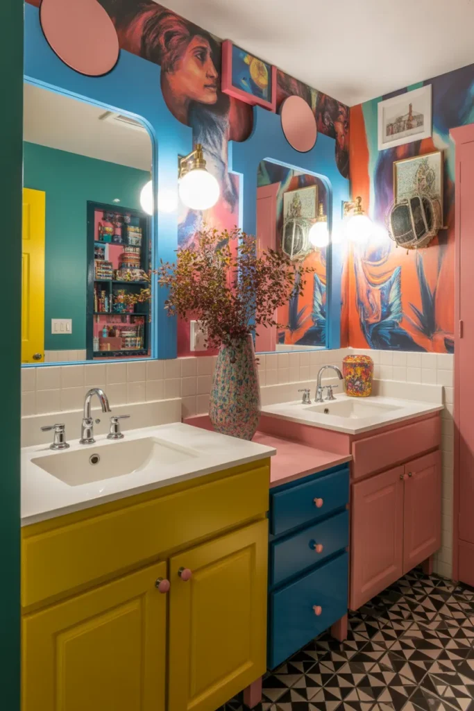  Colorful Eclectic Jack and Jill Bathroom