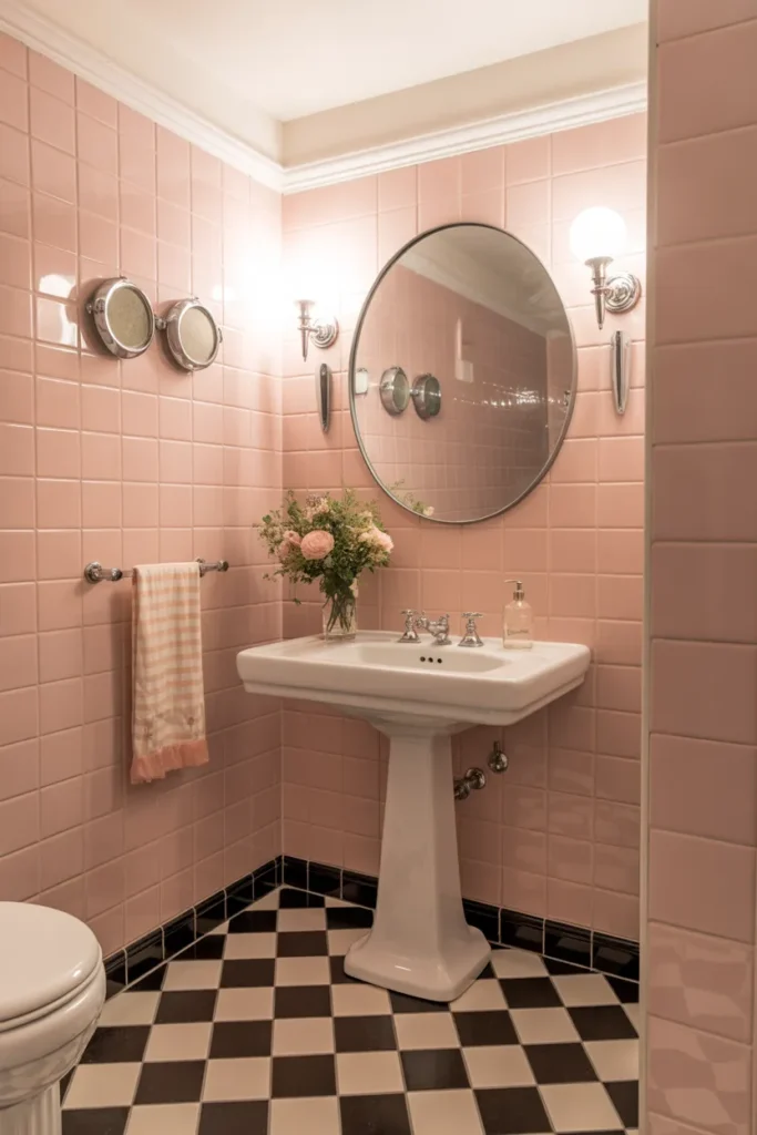  Classic 1950s Pink Retro Bathroom
