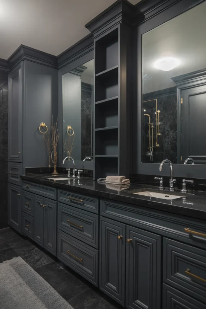  Elegant Dark Tone Jack and Jill Bathroom