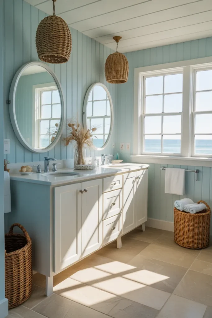  Coastal Blue and White Bathroom