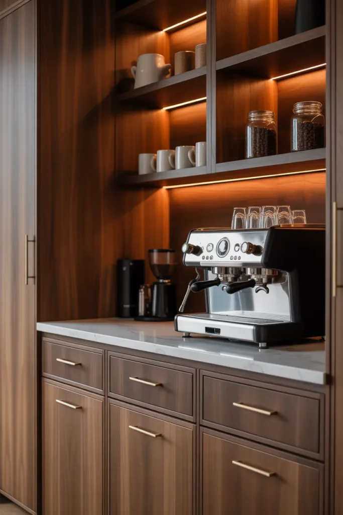 Coffee Bar with Built-In Cabinet Storage