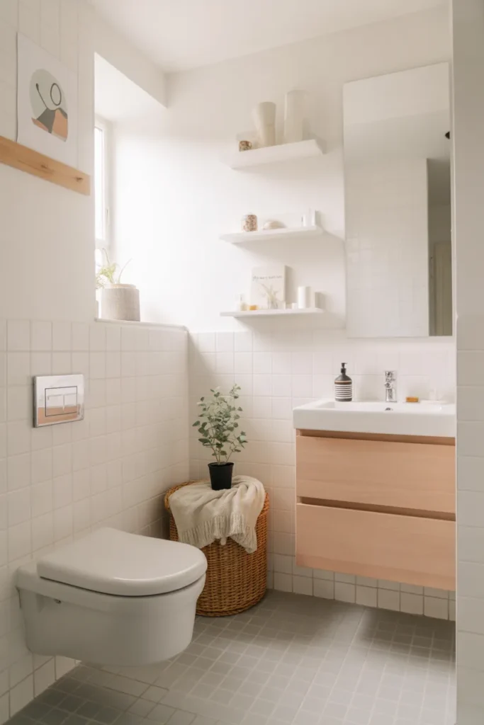  Scandinavian Half Bathroom with Soft Neutral Colors