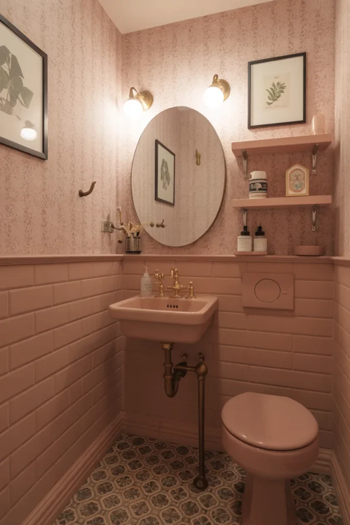  Small Retro Pink Powder Room