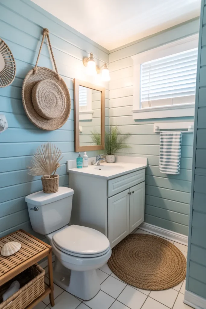   Tiny Coastal Half Bathroom with Beachy Vibes