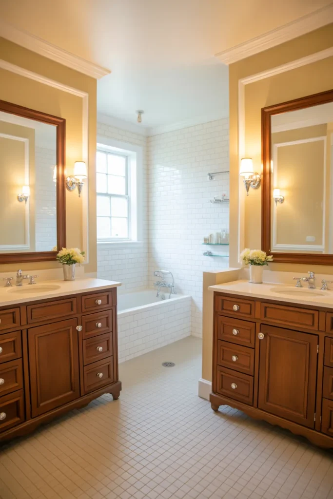  Traditional Jack and Jill Bathroom with Separate Vanities