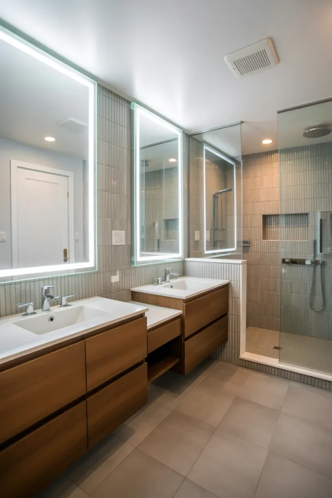 Contemporary Glass Shower Jack and Jill Bathroom