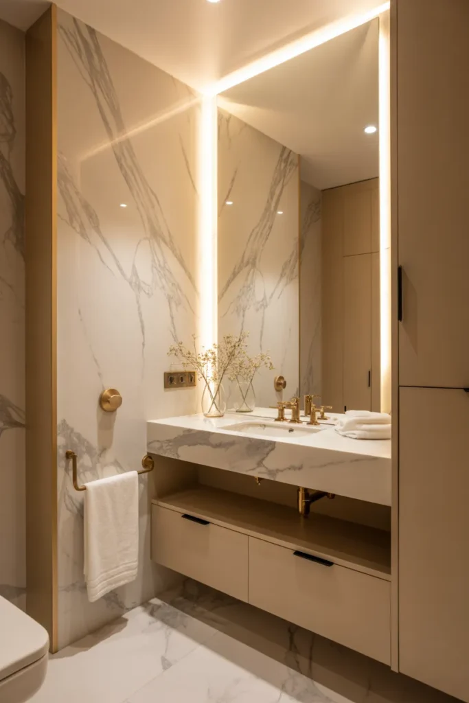   Elegant Marble Half Bathroom for a Luxurious Look