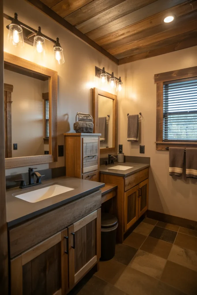 Rustic Cabin Style Jack and Jill Bathroom