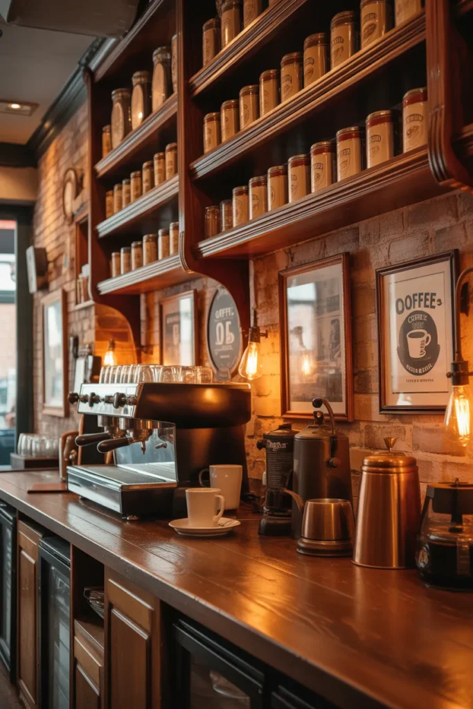 Vintage-Inspired Coffee Bar Display