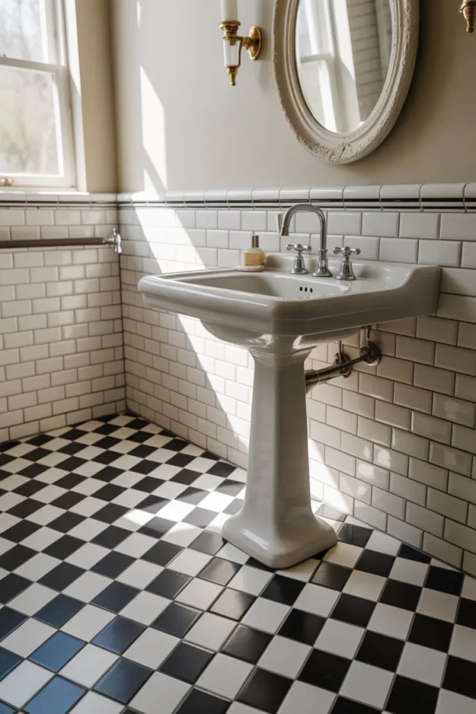 Black and White Checkerboard Flooring