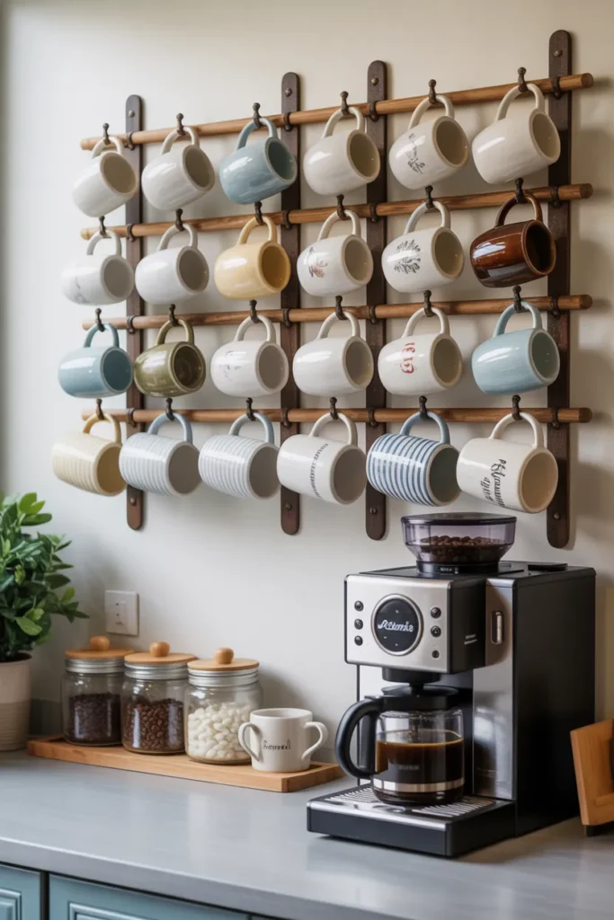  Coffee Station with a Dedicated Mug Display Wall