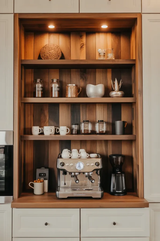   Coffee Station with a Wooden Accent Wall