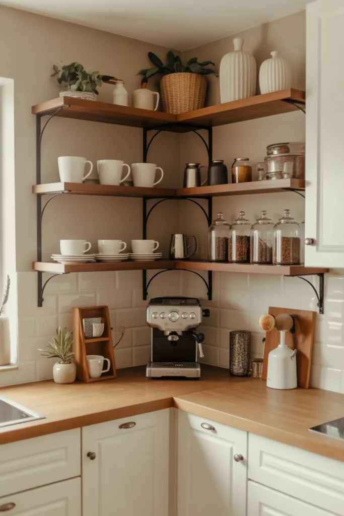  Corner Coffee Station for Unused Kitchen Space