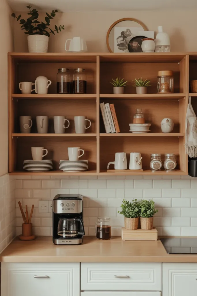   Cozy Coffee Station with Open Shelving