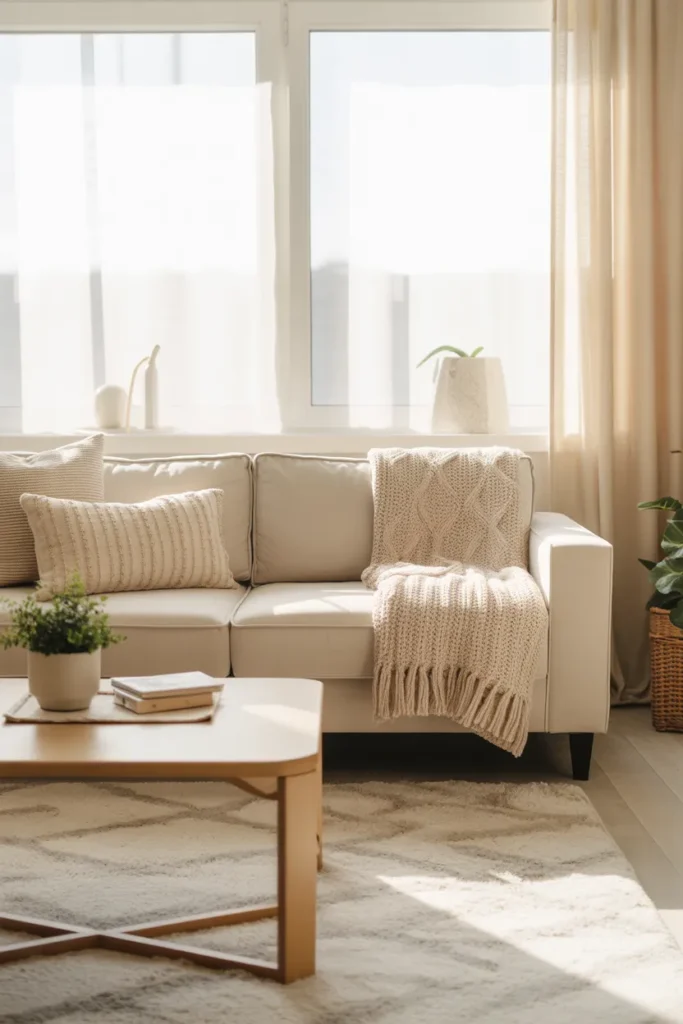 Cozy Neutral Living Room with Soft Textures