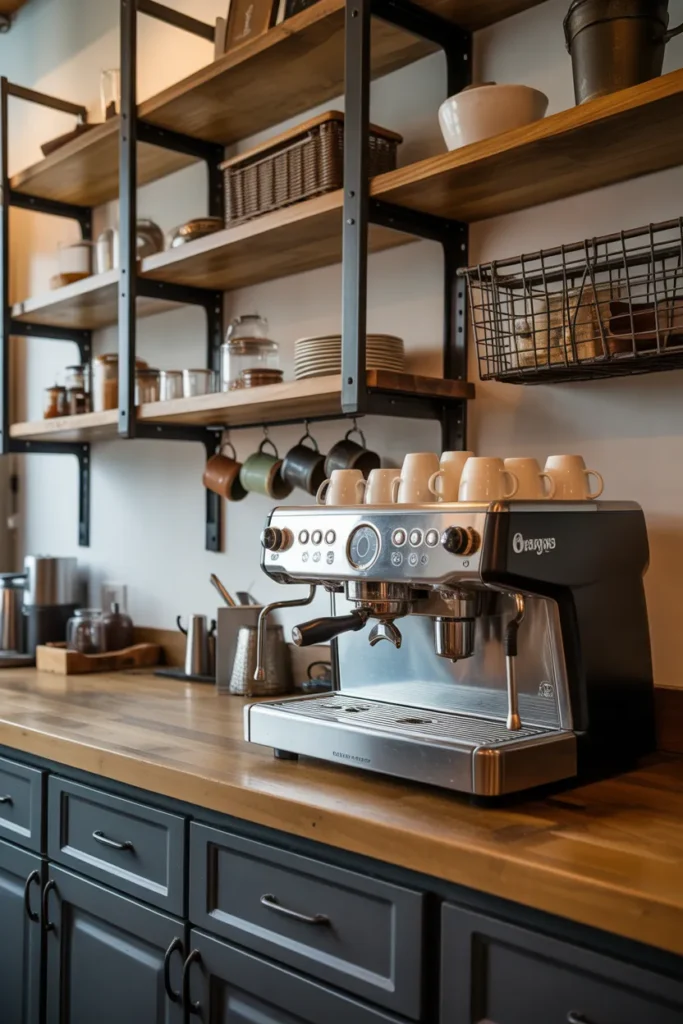 Industrial Coffee Station with Metal and Wood Elements