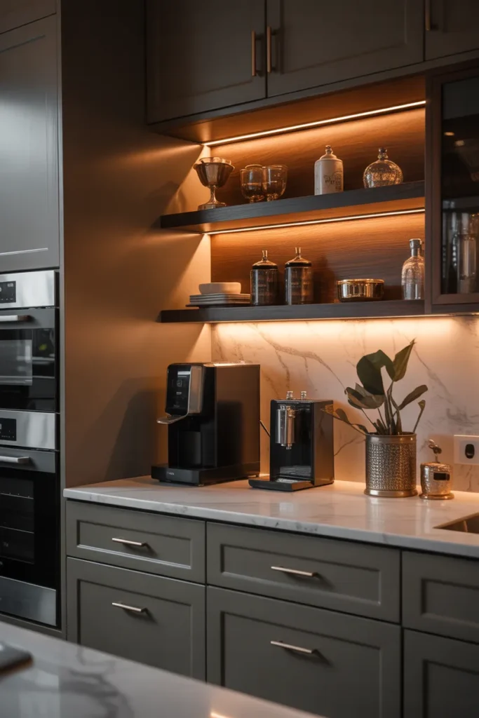  Luxe Coffee Station with Under-Cabinet Lighting