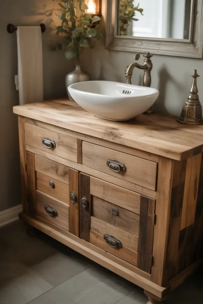Rustic Wooden Vanity with Character