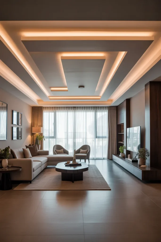  Recessed LED Ceiling with Clean Geometric Lines