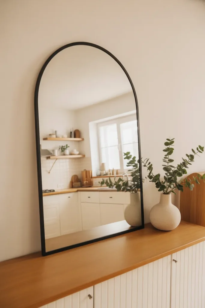   Elegant Mirror to Brighten the Kitchen