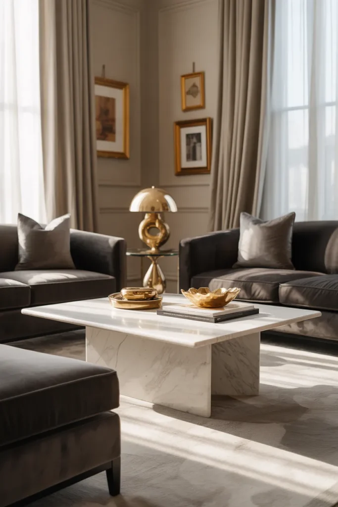   Modern Luxury Living Room With Marble Details