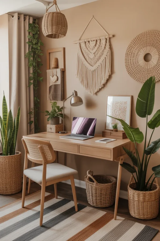  Boho-Inspired Workspace with Natural Textures