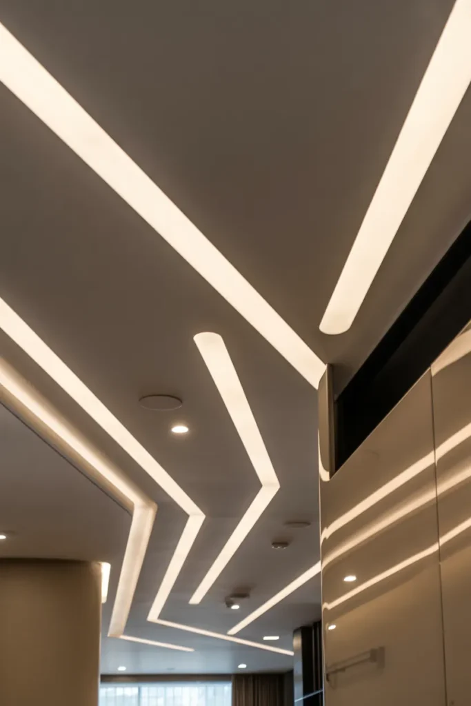  Ceiling with Integrated Linear Light Channels