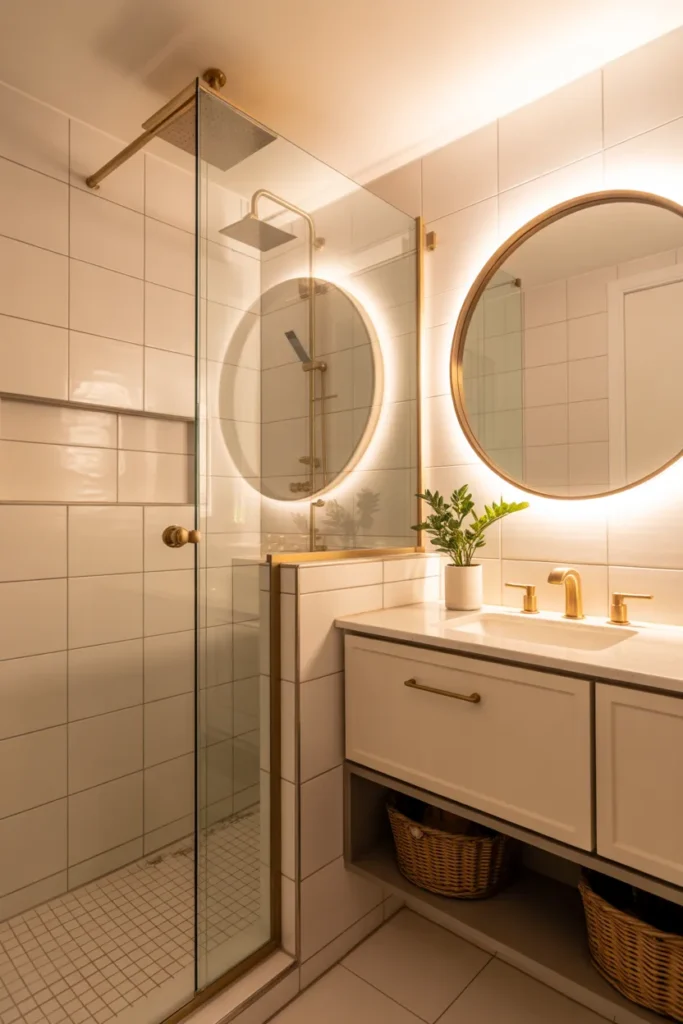  Compact Luxury Shower with Gold Details