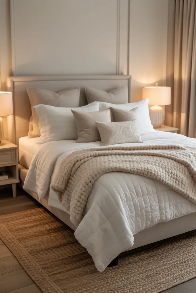 Cozy Bedroom with an Upholstered Headboard