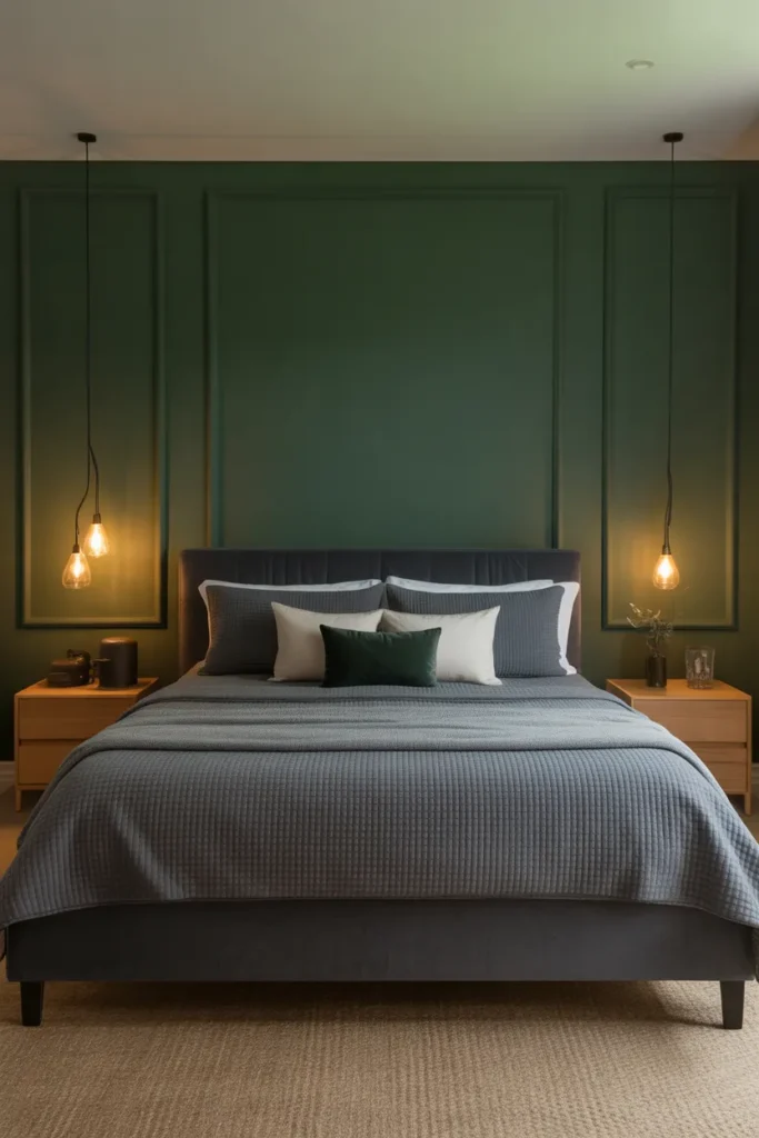  Forest Green Bedroom With Charcoal Gray Details