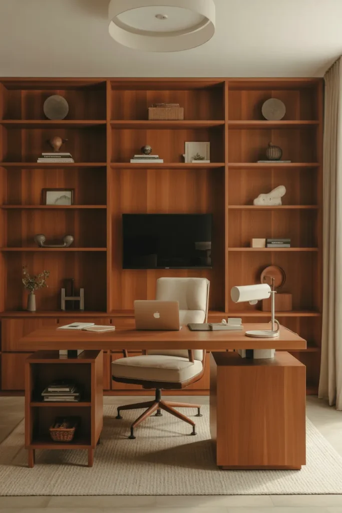   Warm Wood Minimalist Workspace