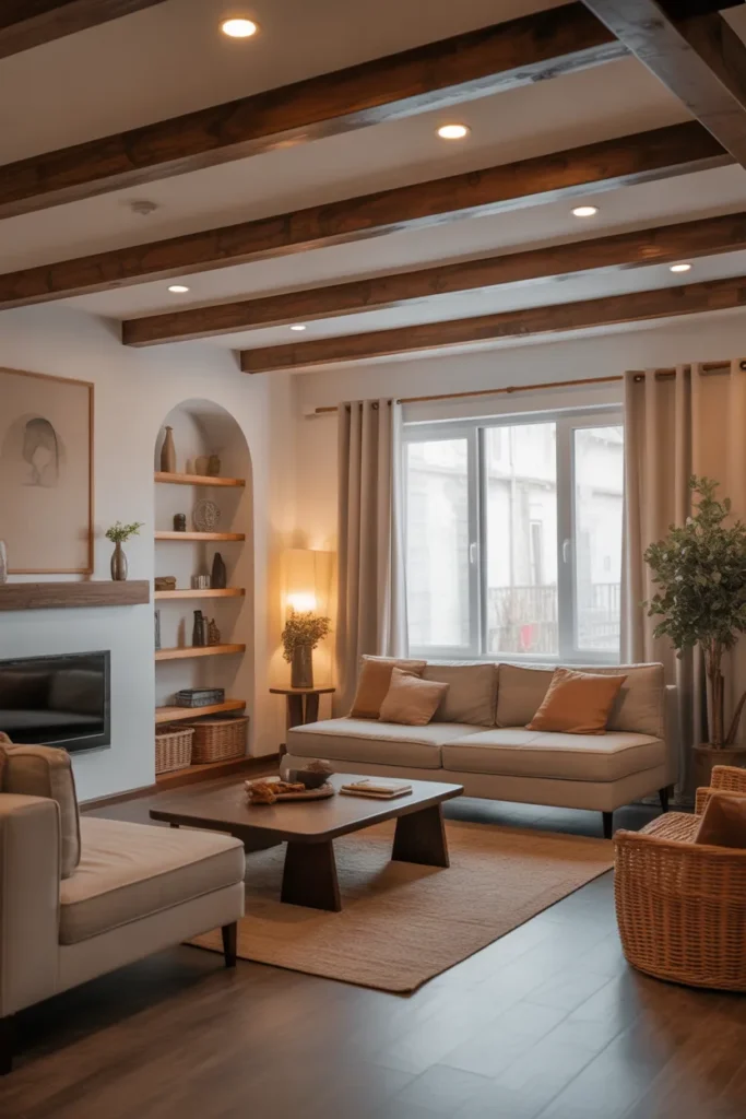  Wooden Beam False Ceiling Design