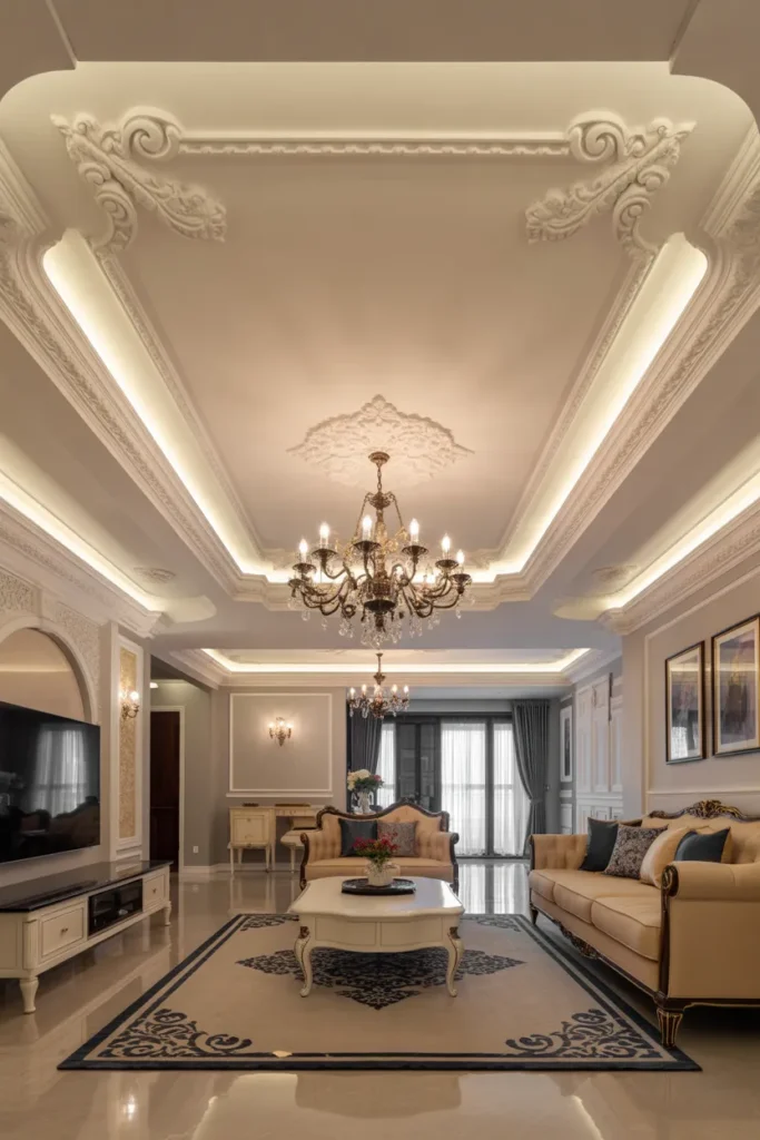 Decorative Ceiling with Intricate Molding Details