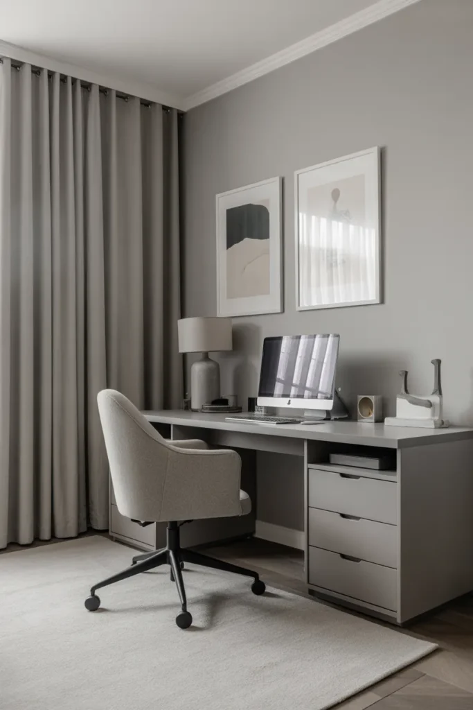  Minimalist Office with Soft Gray Palette
