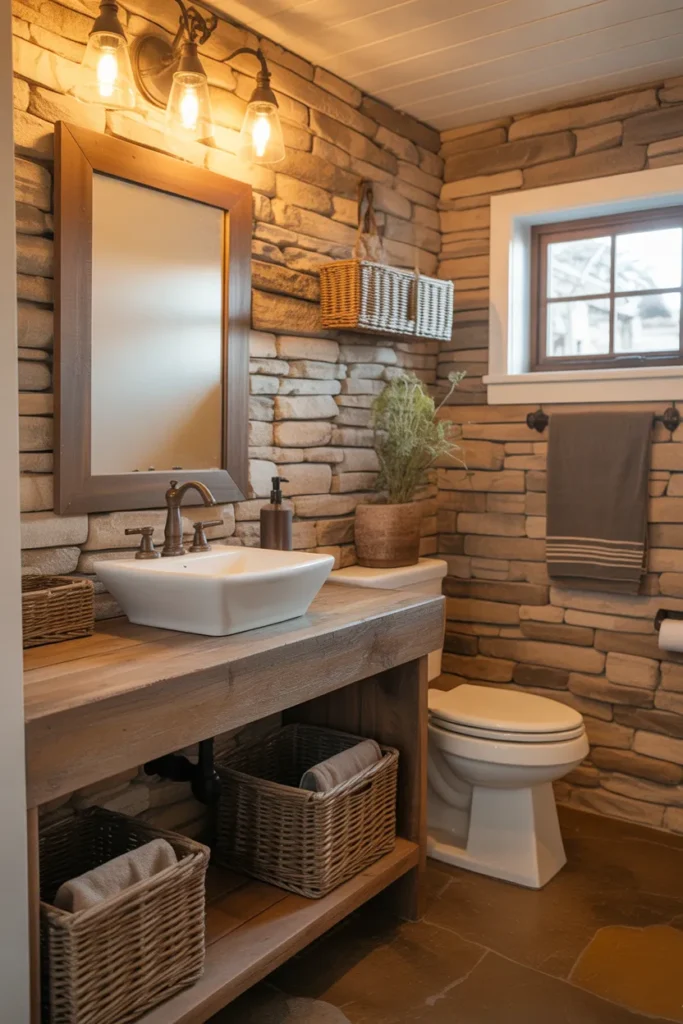  Rustic Stone Guest Bathroom