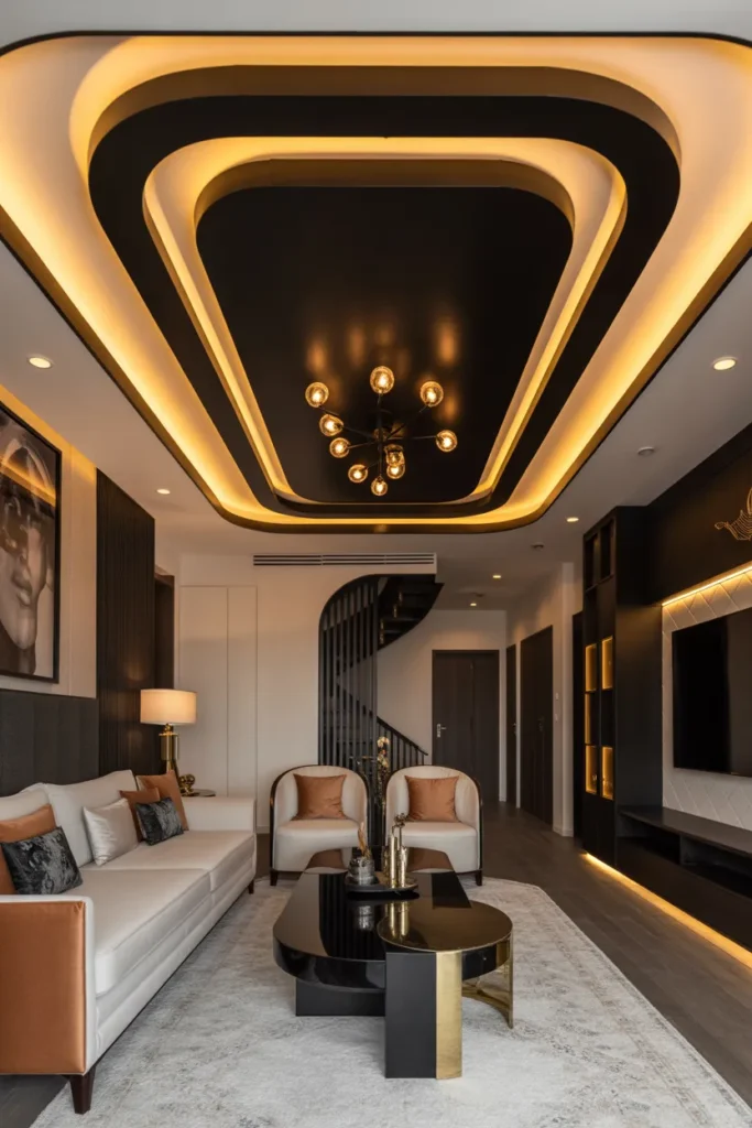 Black and Gold Luxury False Ceiling