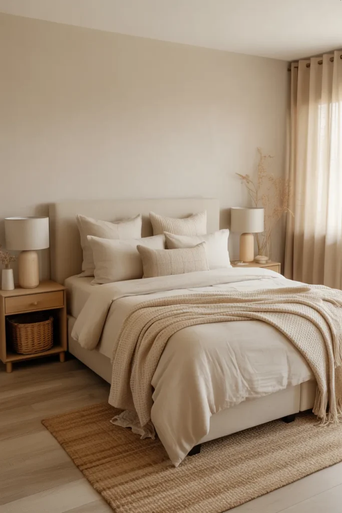Cozy Bedroom with Soft Beige Tones