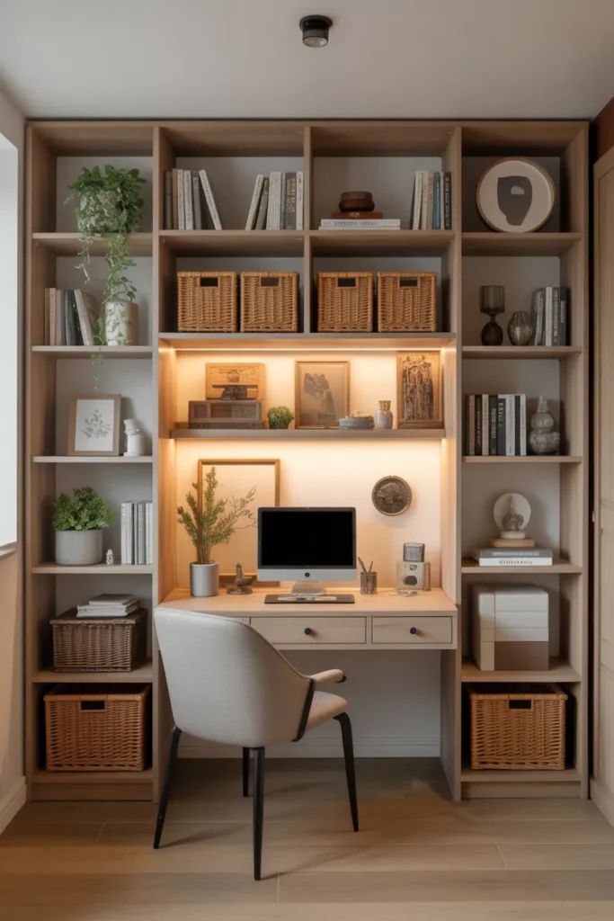   Home Office Nook with Built-In Bookshelves