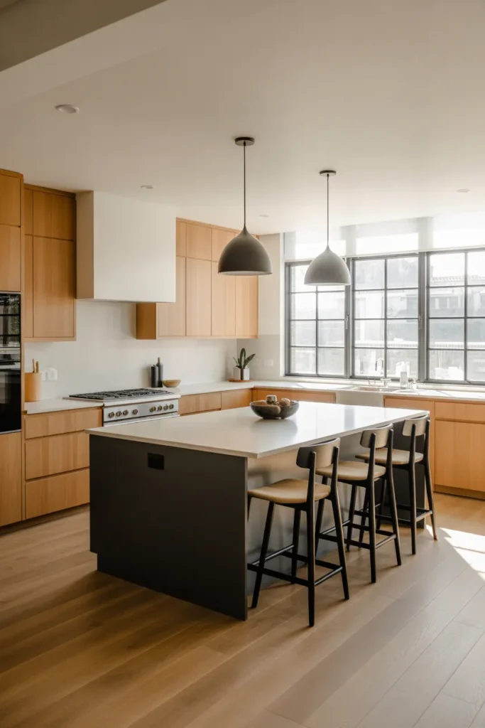  White Oak Cabinets with a Two-Tone Kitchen Island