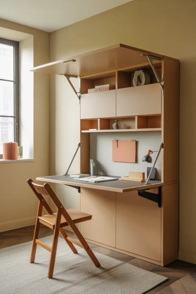   Compact Office with Fold-Down Desk