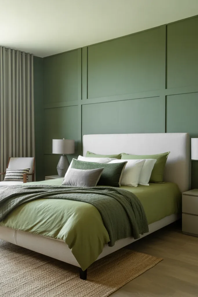  Contemporary Bedroom With Green and Gray Layers