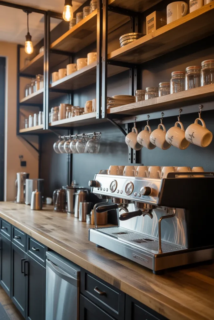   Industrial Coffee Station with Metal Accents