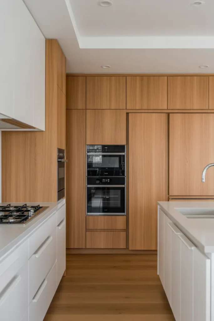  White Oak Cabinets with Hidden Integrated Appliances