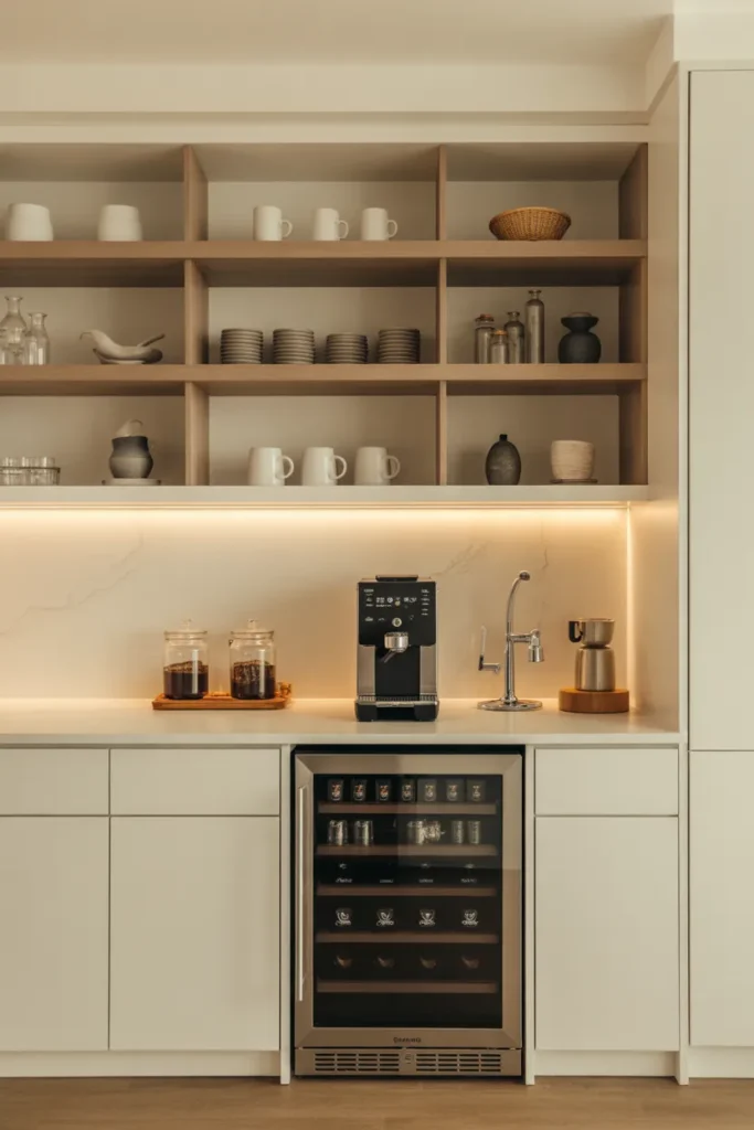  Coffee Station with Built-In Beverage Fridge