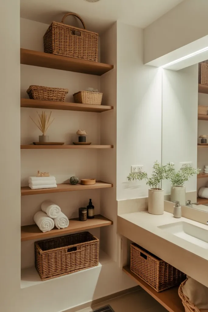 Open Shelving with Decorative Storage