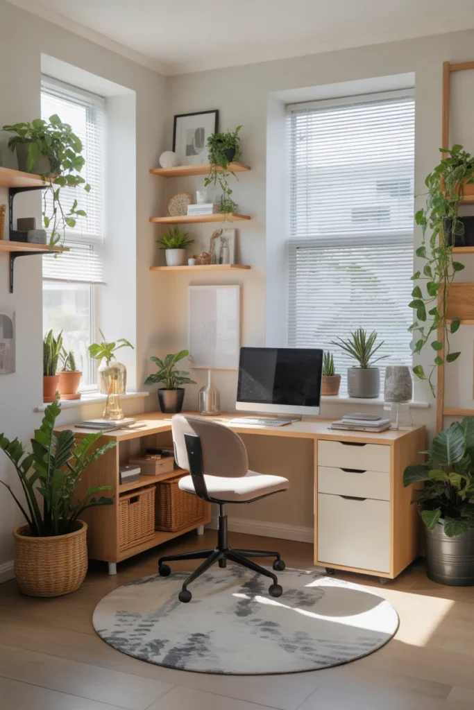  Small Home Office with Greenery and Plants